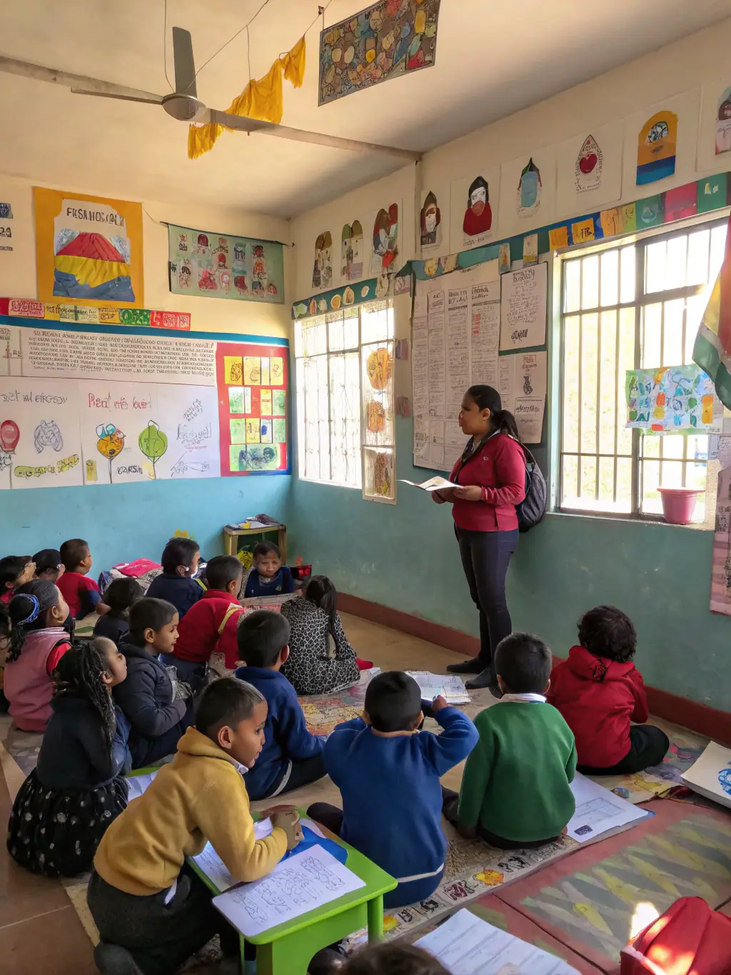 A photo of children participating in a sports conference, learning about teamwork and sportsmanship, reflecting MGC's commitment to moral development.
