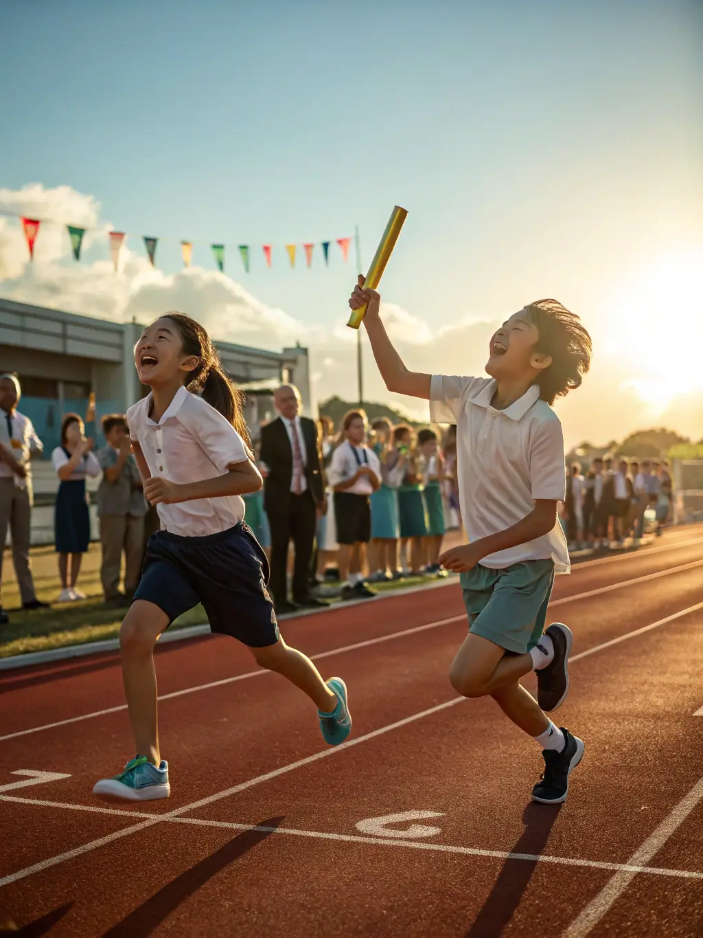 A photo of young athletes competing in a local sports competition, demonstrating teamwork and sportsmanship.