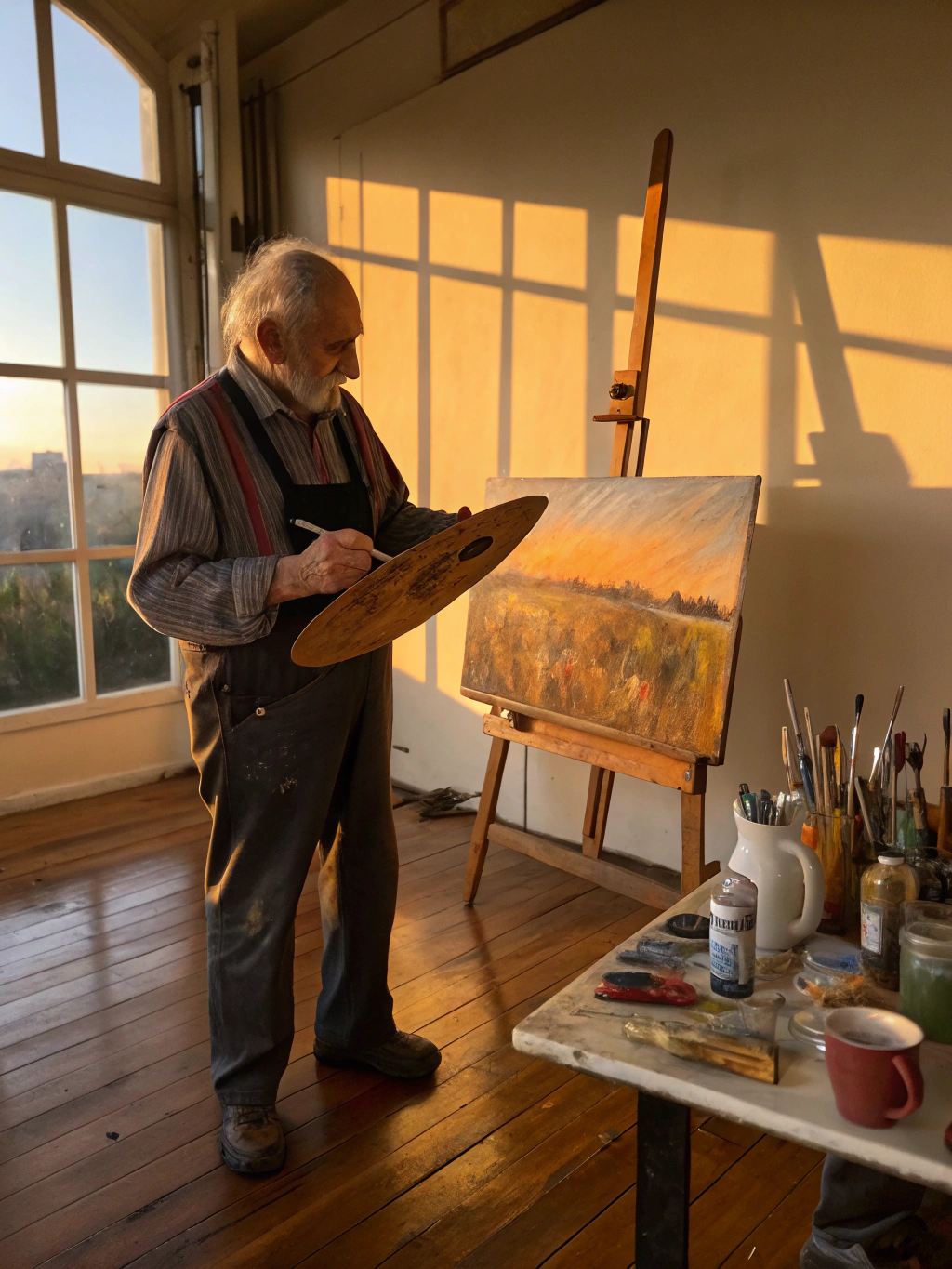 Artist working in a studio